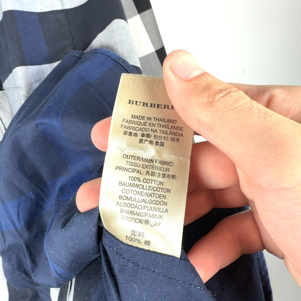 Burberry Half Plaid Button-Up Shirt