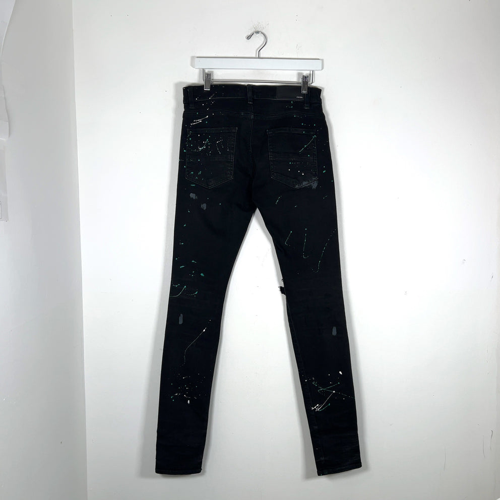 Amiri Paint Splatter Black Jeans