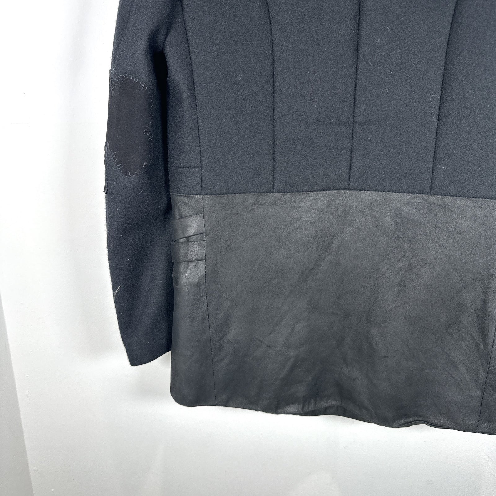 Number (N)ine AW06 'NOIR' Black Leather Hybrid Wool Napoleon Jacket Size 2