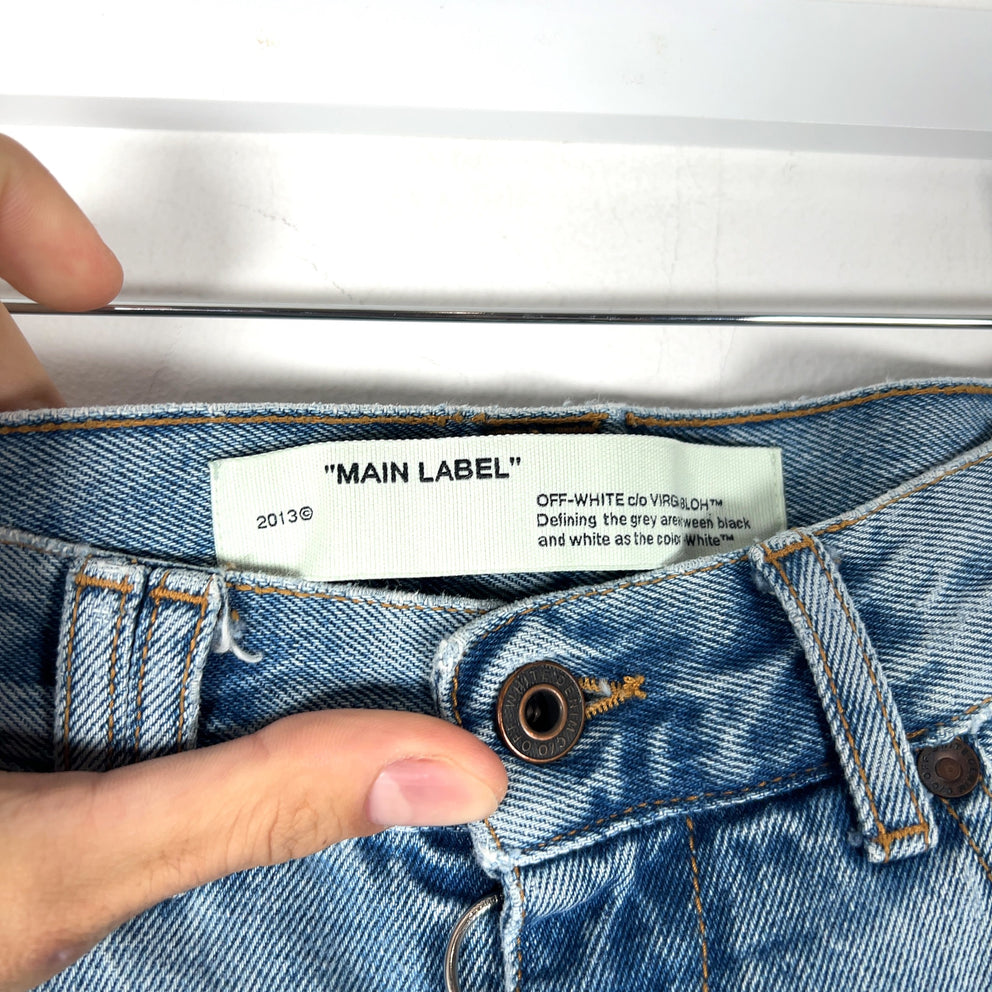 Off-White Striped Net Logo Jeans