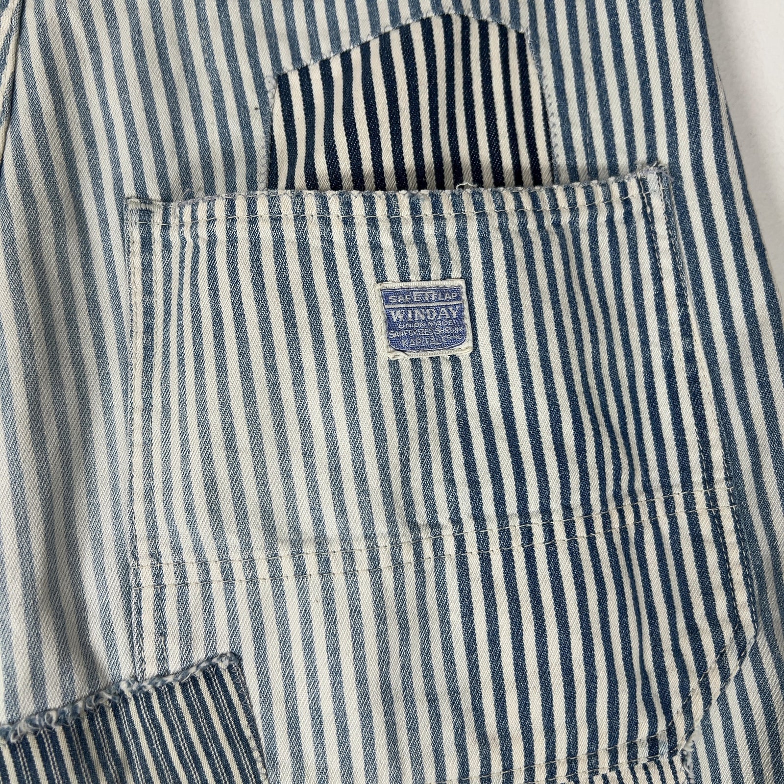 Kapital Hickory Stripe Distressed Painter Wide Leg Port Baggy Pants
