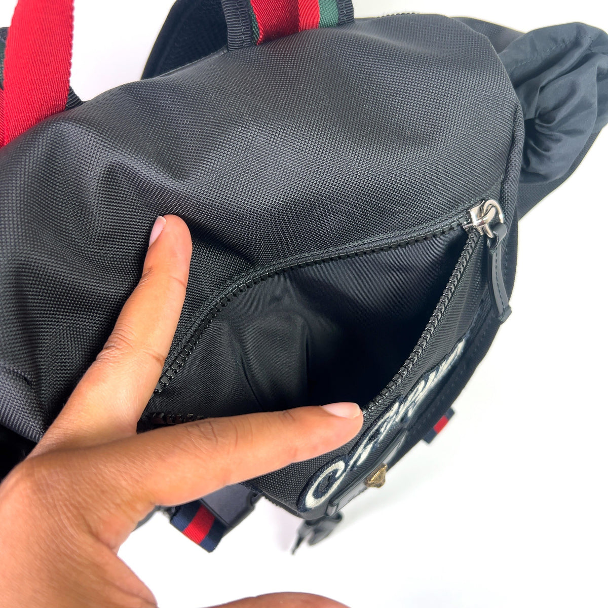 Gucci L'Aveugle Par Amour Techno Canvas Embroidered Backpack