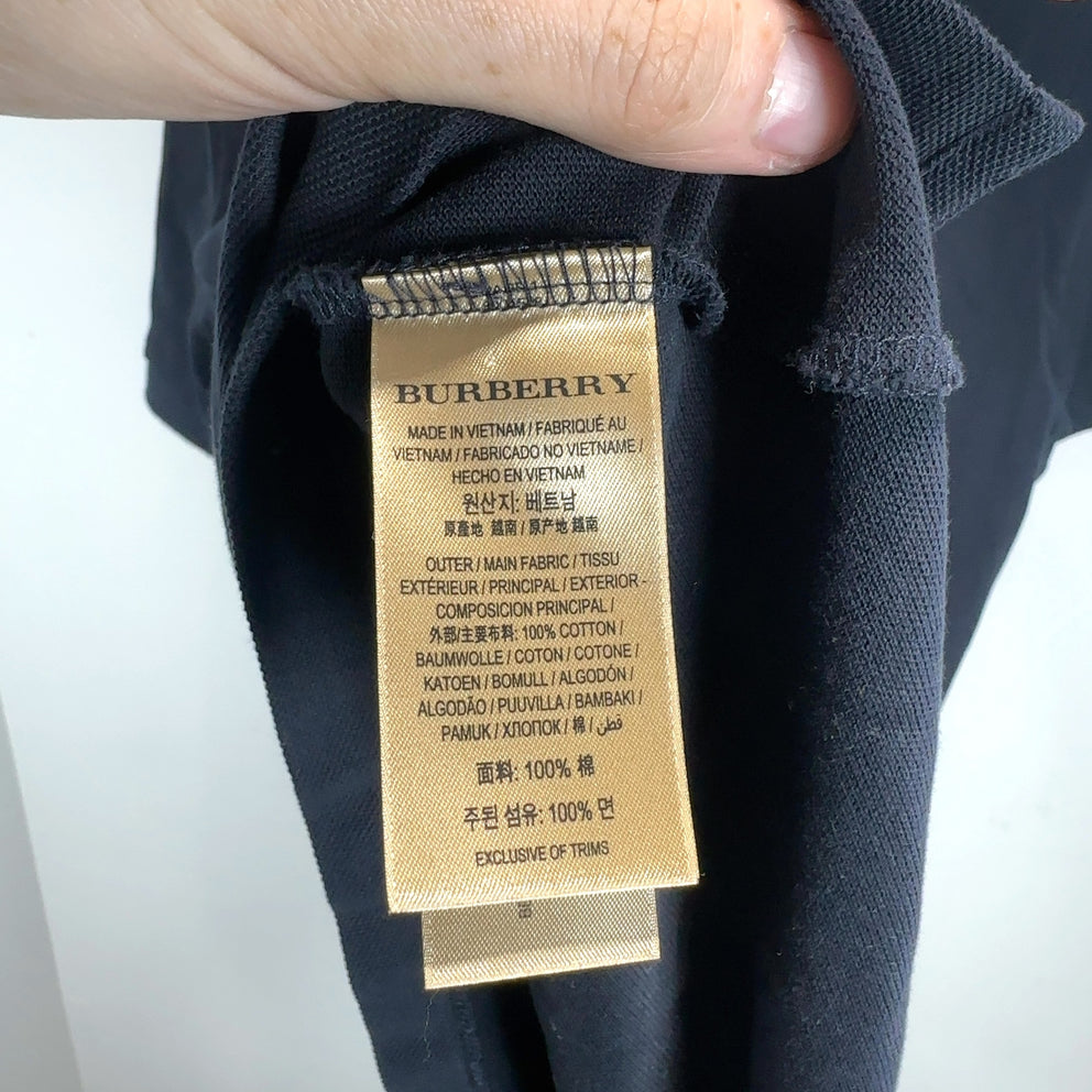 Burberry 1/4 Button Navy Polo
