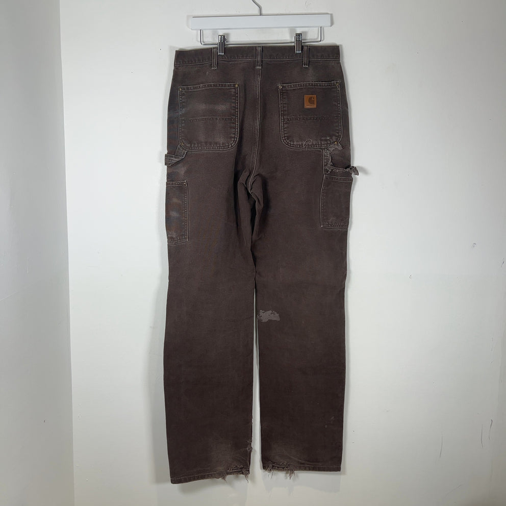 Carhartt Faded Brown Distressed 'Double Knee' Carpenter Pants