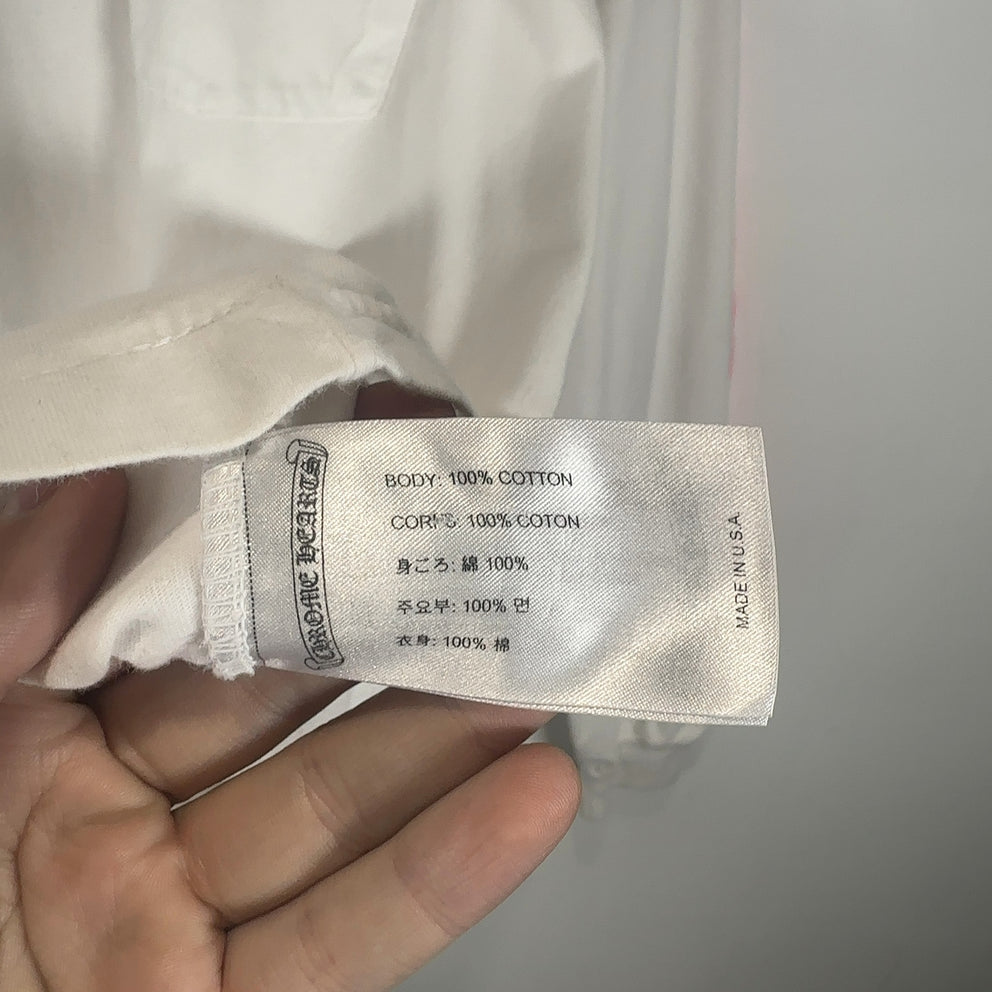 Chrome Hearts White/Pink Logo Long-Sleeve Shirt Size L