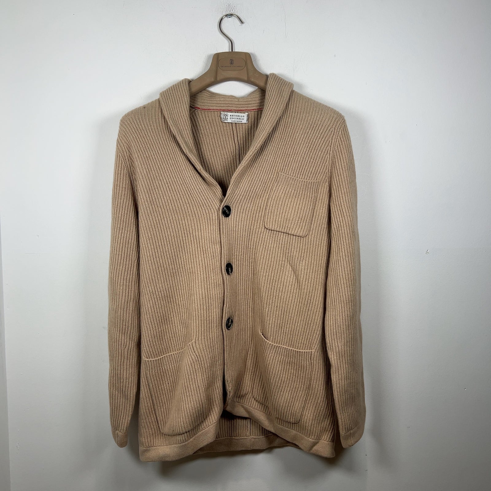 Brunello Cucinelli Ribbed Shawl Cashmere Cardigan Sweater