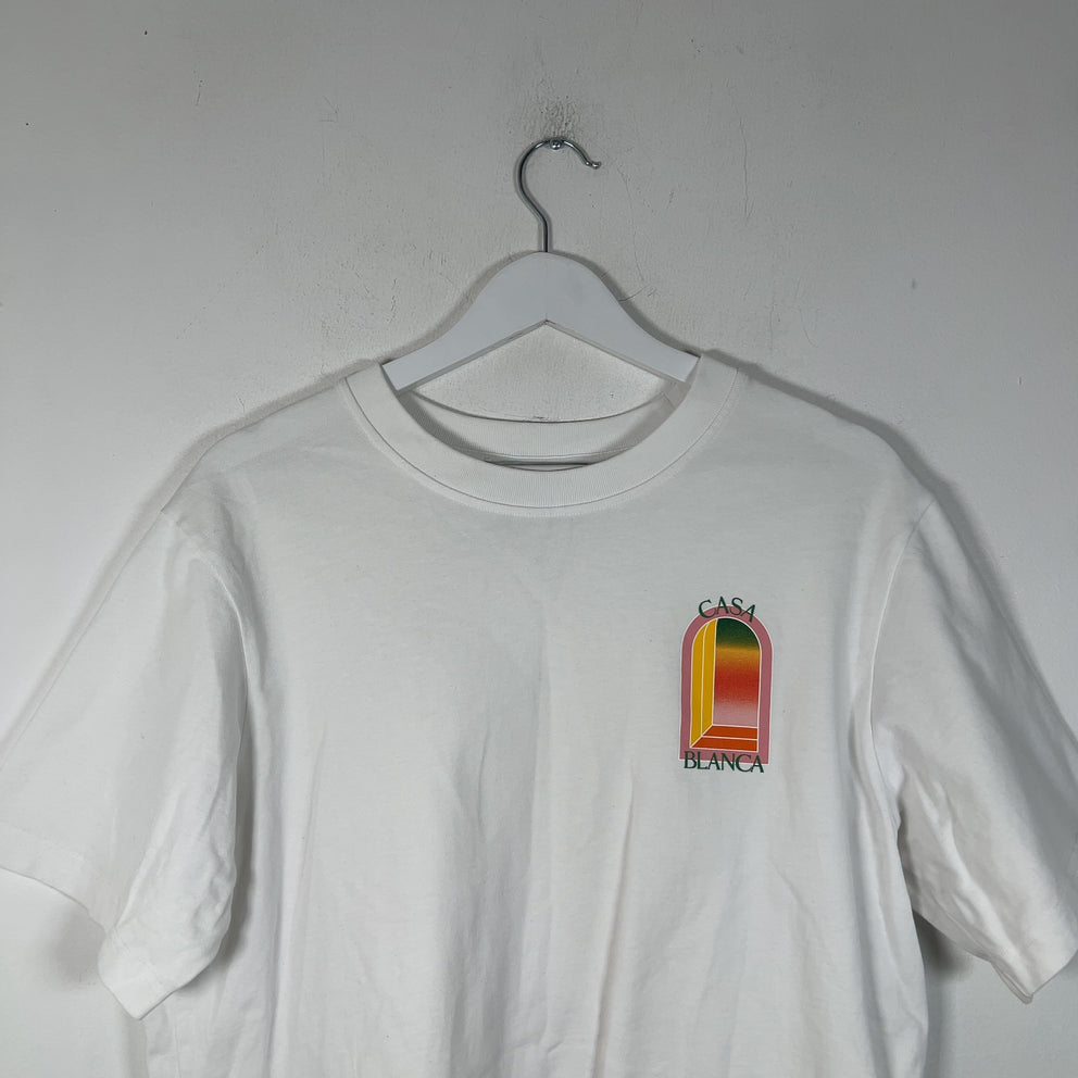 Casablanca Pink Outline Doorway Graphic White T-Shirt
