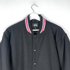 Stussy 'Talk Melton' Striped Varsity Jacket
