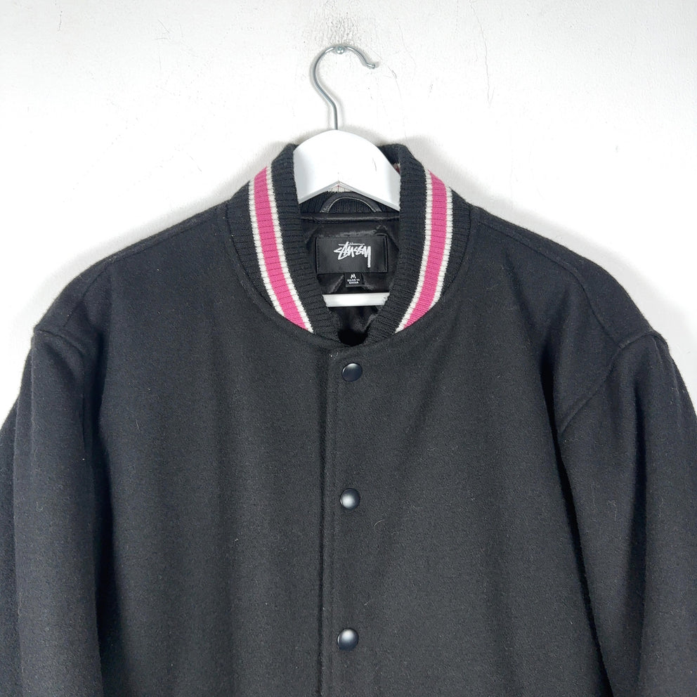 Stussy 'Talk Melton' Striped Varsity Jacket