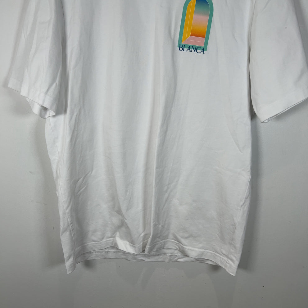Casablanca Blue Outline Doorway Graphic White T-Shirt