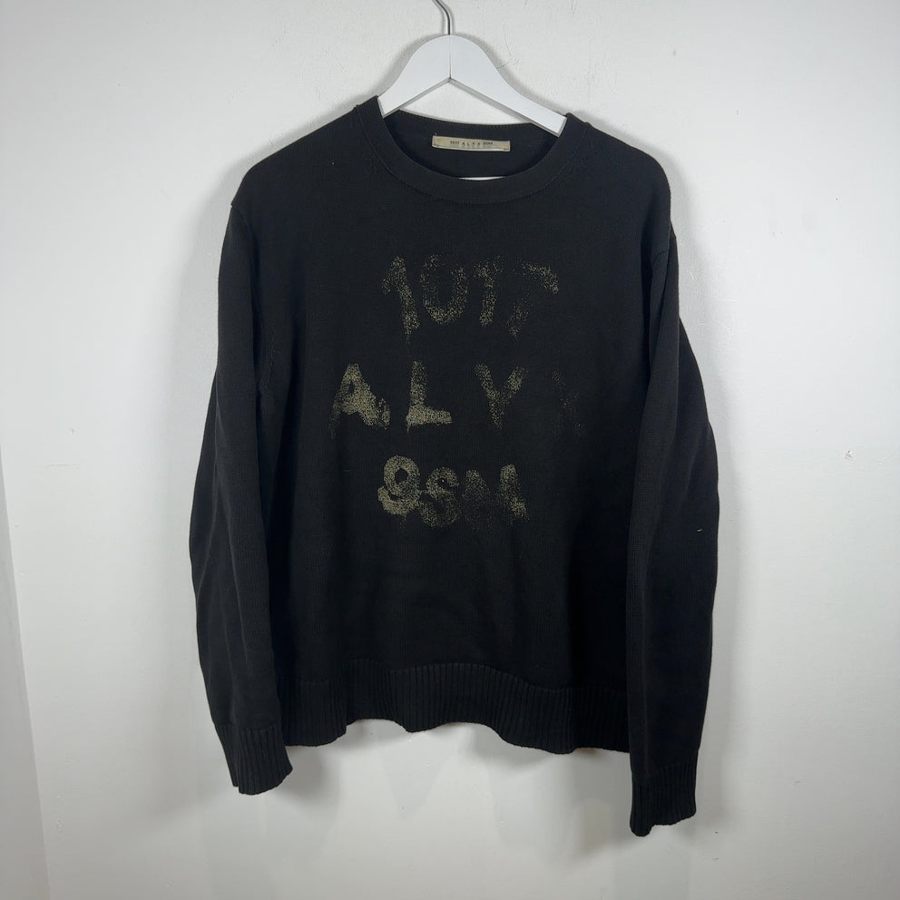 1017 ALYX 9SM Logo Graphic Print Black Knit Sweater