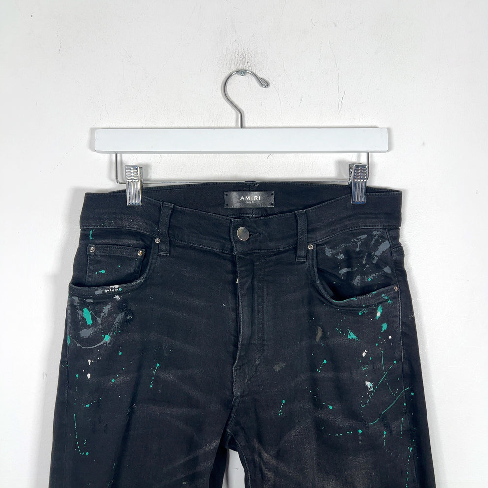 Amiri Paint Splatter Black Jeans