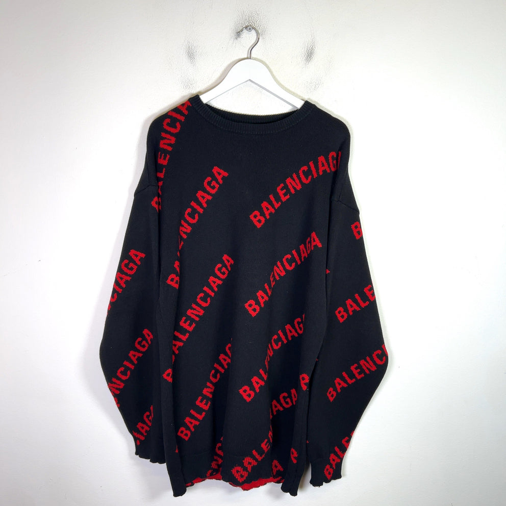 Balenciaga Allover Logo Knit Sweater