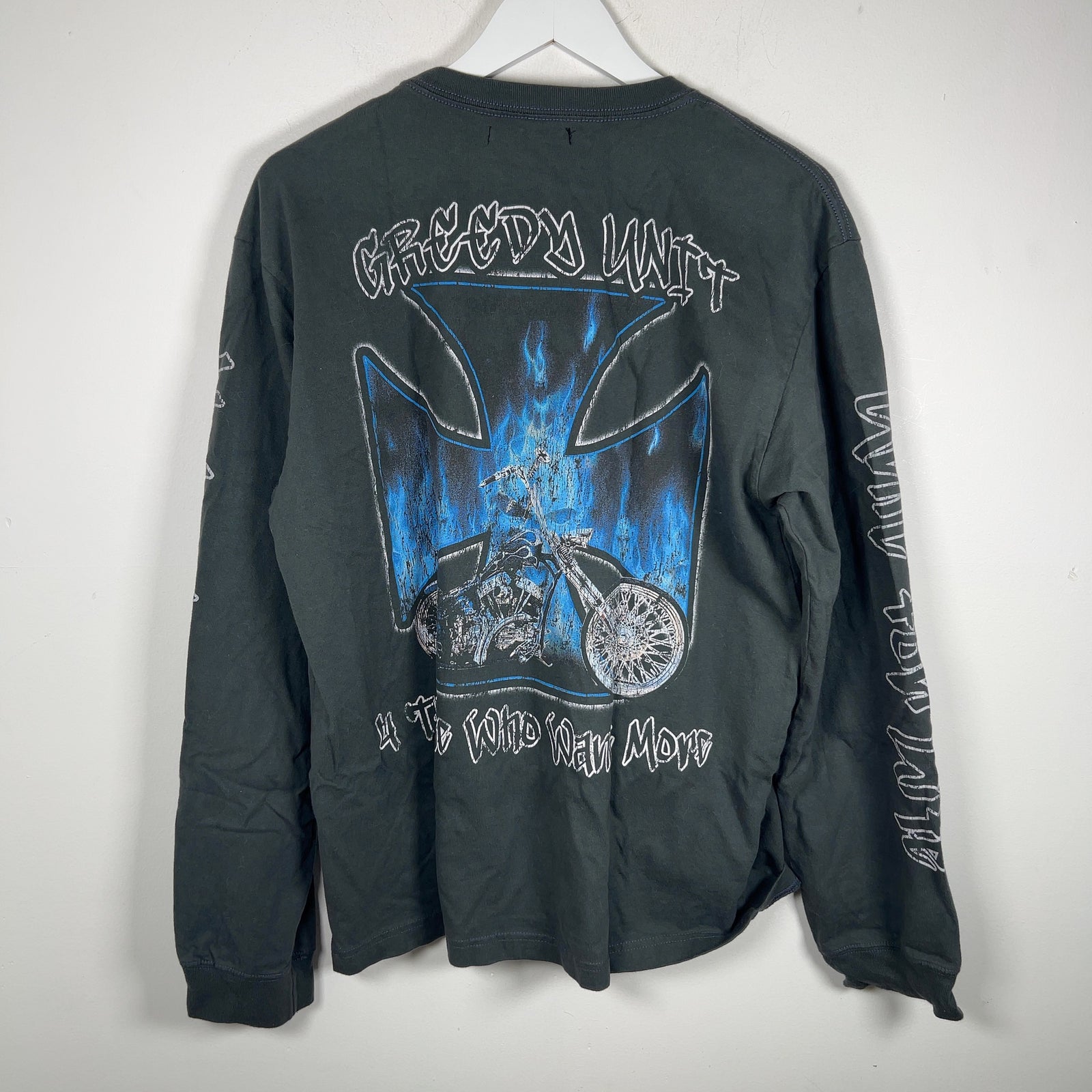 Greedy Unit Flaming Skull Chopper Longsleeve T-Shirt