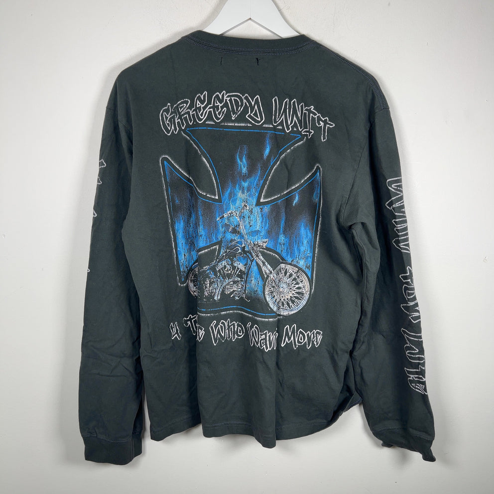 Greedy Unit Flaming Skull Chopper Longsleeve T-Shirt