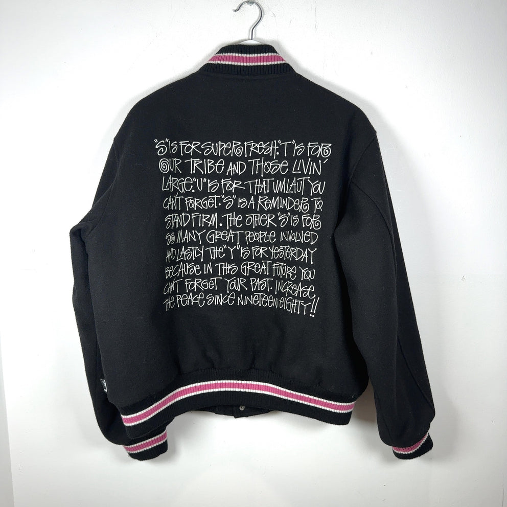 Stussy 'Talk Melton' Striped Varsity Jacket