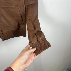 Ralph Lauren Purple Label Brown Leather Hooded Jacket Size S