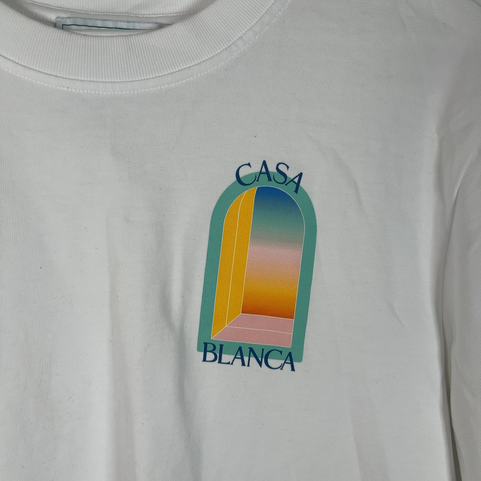 Casablanca Blue Outline Doorway Graphic White T-Shirt