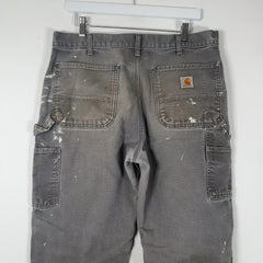 Carhartt Faded Grey Distressed 'Double Knee' Carpenter Pants