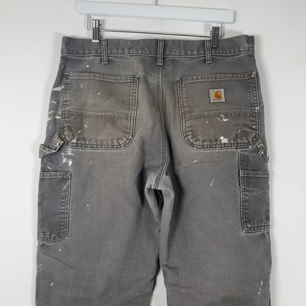 Carhartt Faded Grey Distressed 'Double Knee' Carpenter Pants