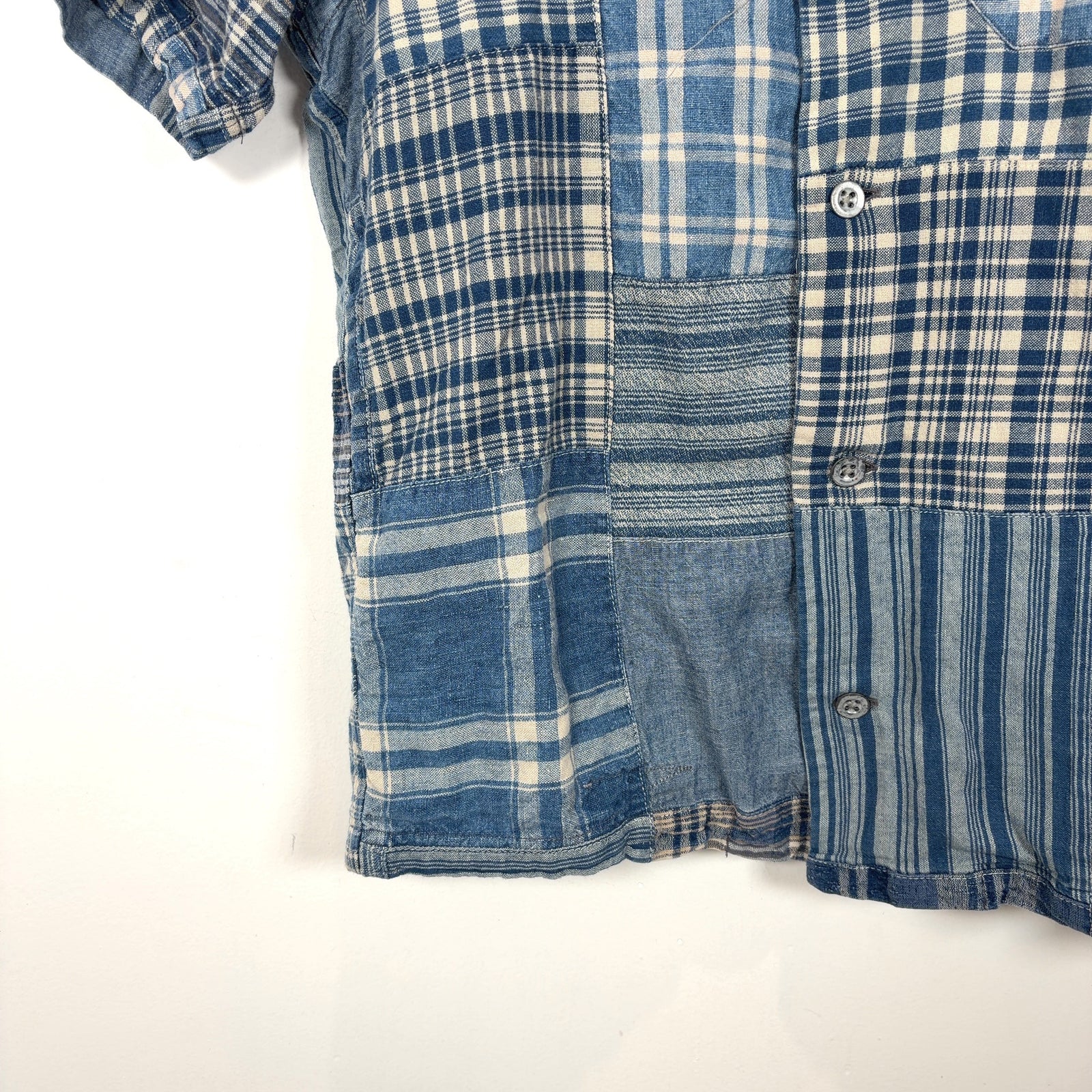 RRL Indigo Patchwork Camp Shirt