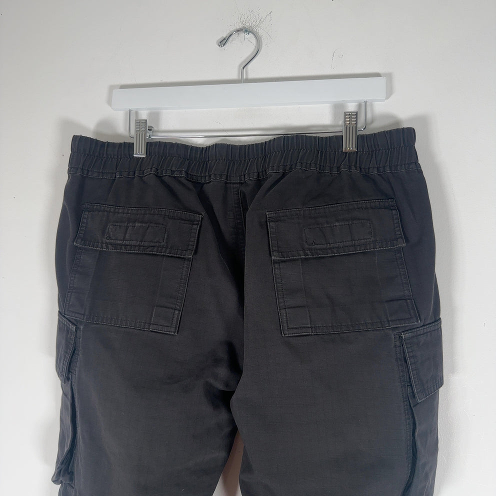 Rick Owens Black Cargo Pocket Drop Crotch Jogger Pant Size XL