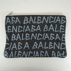 Balenciaga Graffiti Logo Leather Clutch