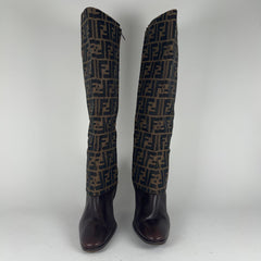 Fendi Logo Monogram Canvas Boots