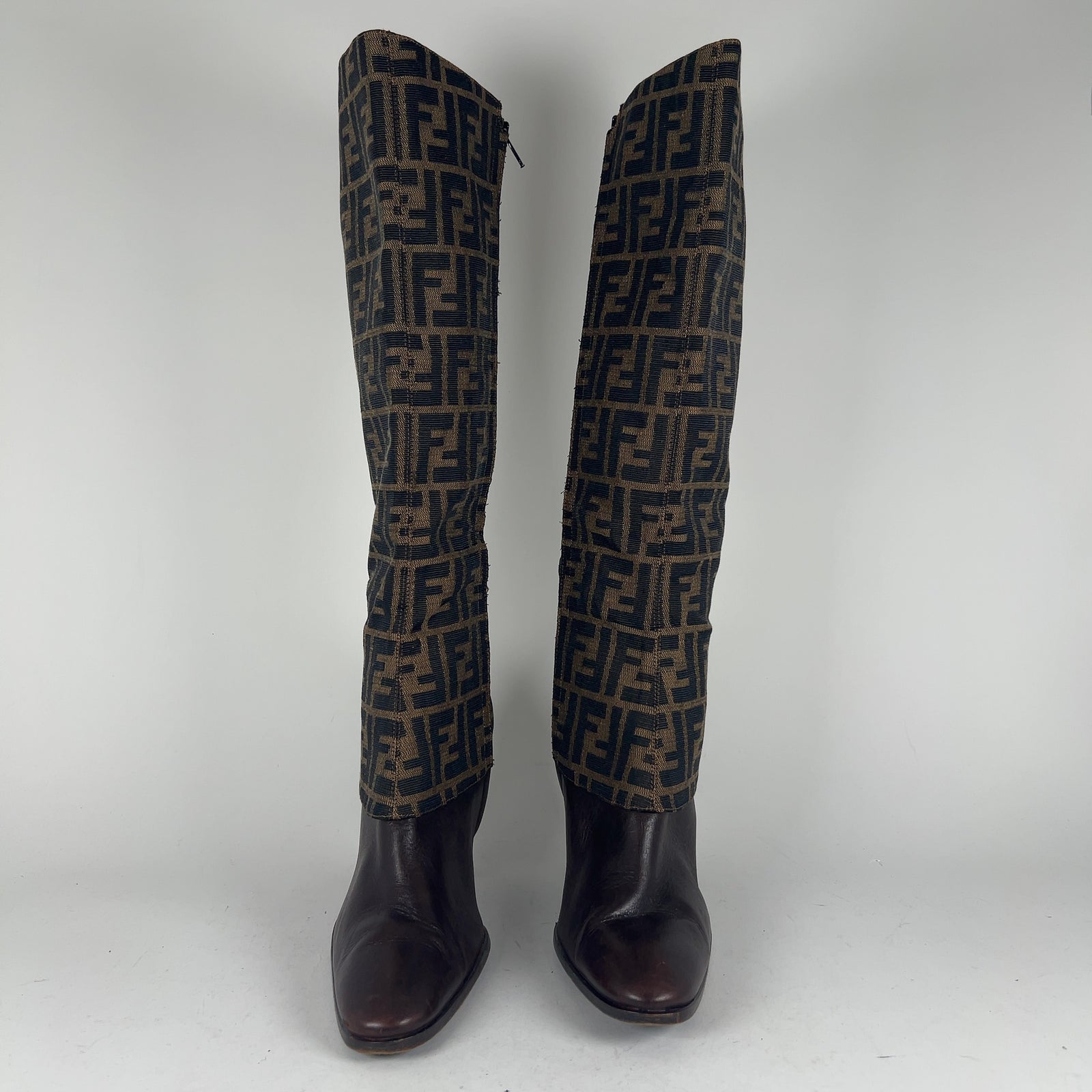 Fendi Logo Monogram Canvas Boots