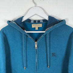Burberry Check Turquoise Zip Up Hoodie