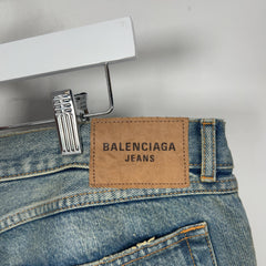 Balenciaga Waxed Distressed Denim Jeans