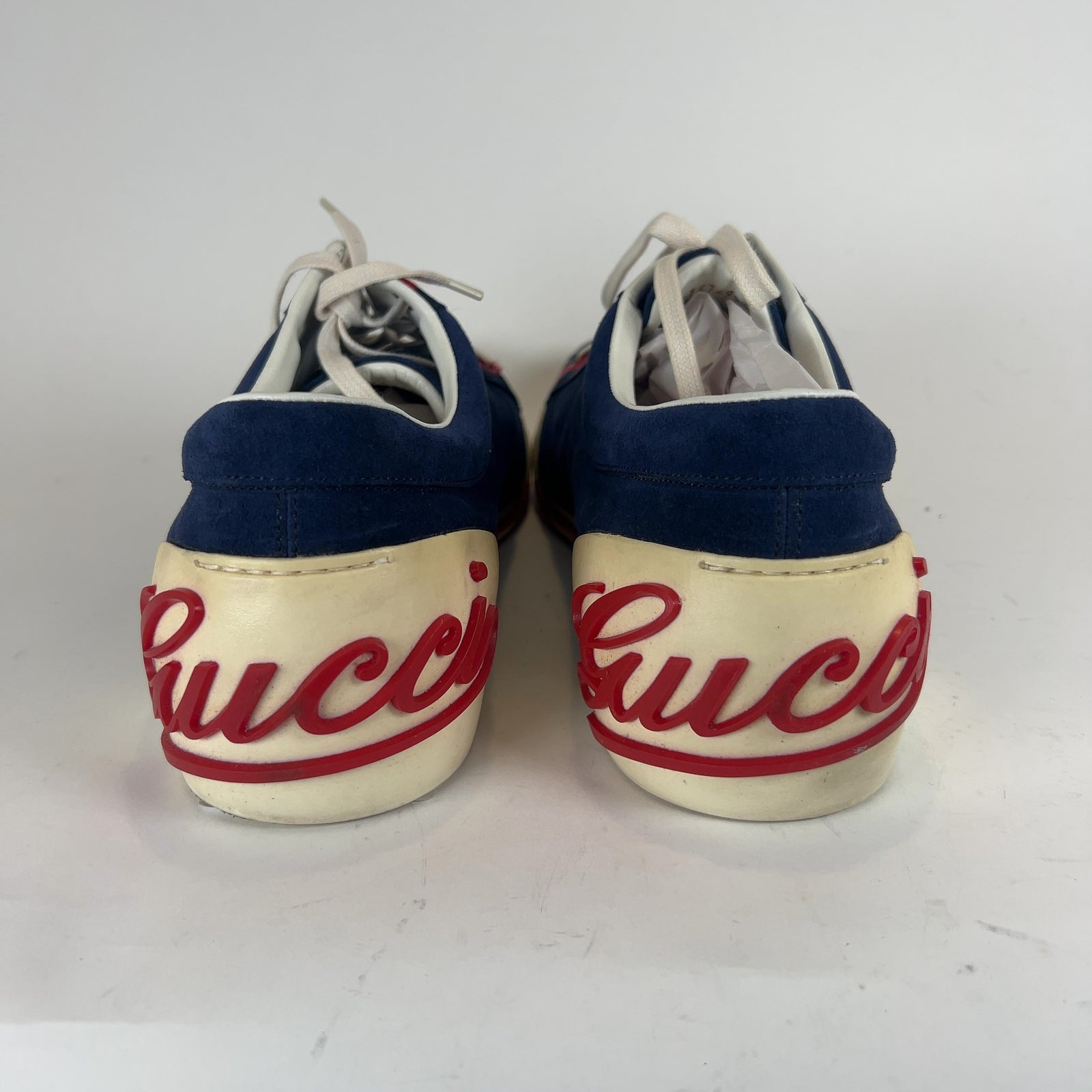 Gucci Boulevard Script Logo Suede Lowtop Sneakers