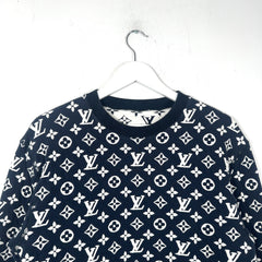 Louis Vuitton Blue Woven Monogram Crewneck
