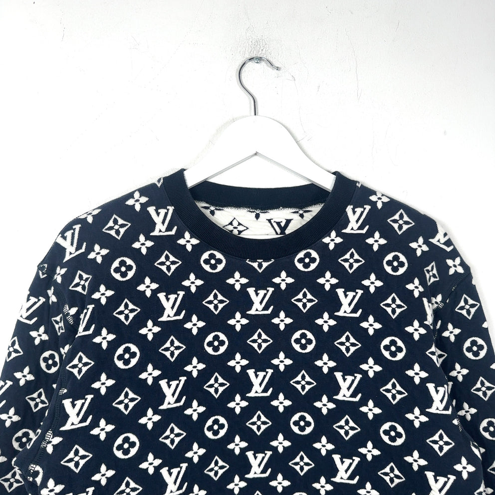 Louis Vuitton Blue Woven Monogram Crewneck