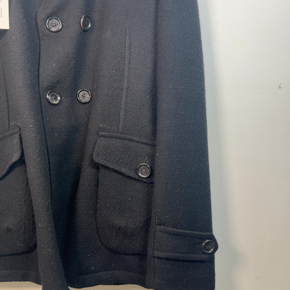 Bottega Veneta Black Wool Double Breasted Pea Coat Size M
