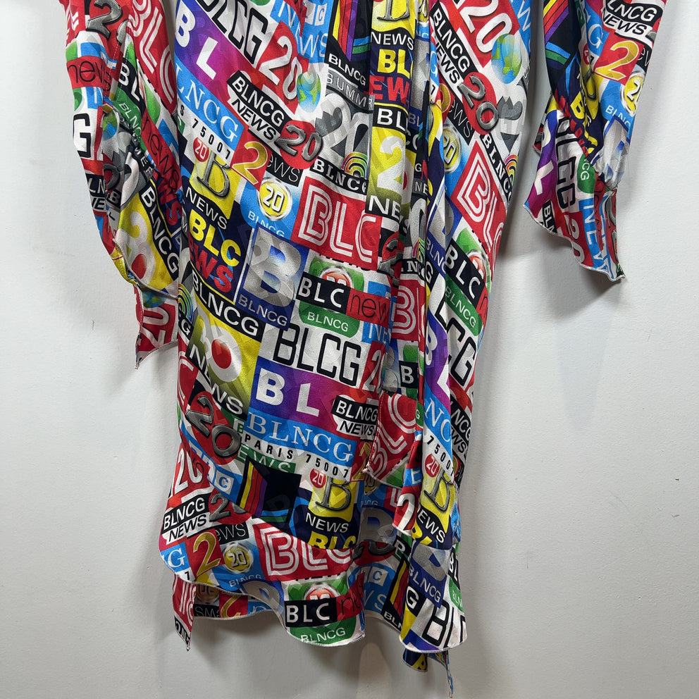 Balenciaga Jacquard Logo Silk Mini Dress