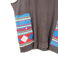 Undercover SS03 Scab Afghan Patch Hmong Ethnic Embroidered Sleeveless T-Shirt