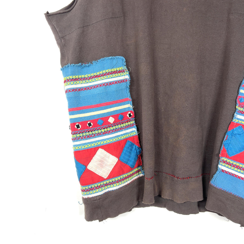Undercover SS03 Scab Afghan Patch Hmong Ethnic Embroidered Sleeveless T-Shirt