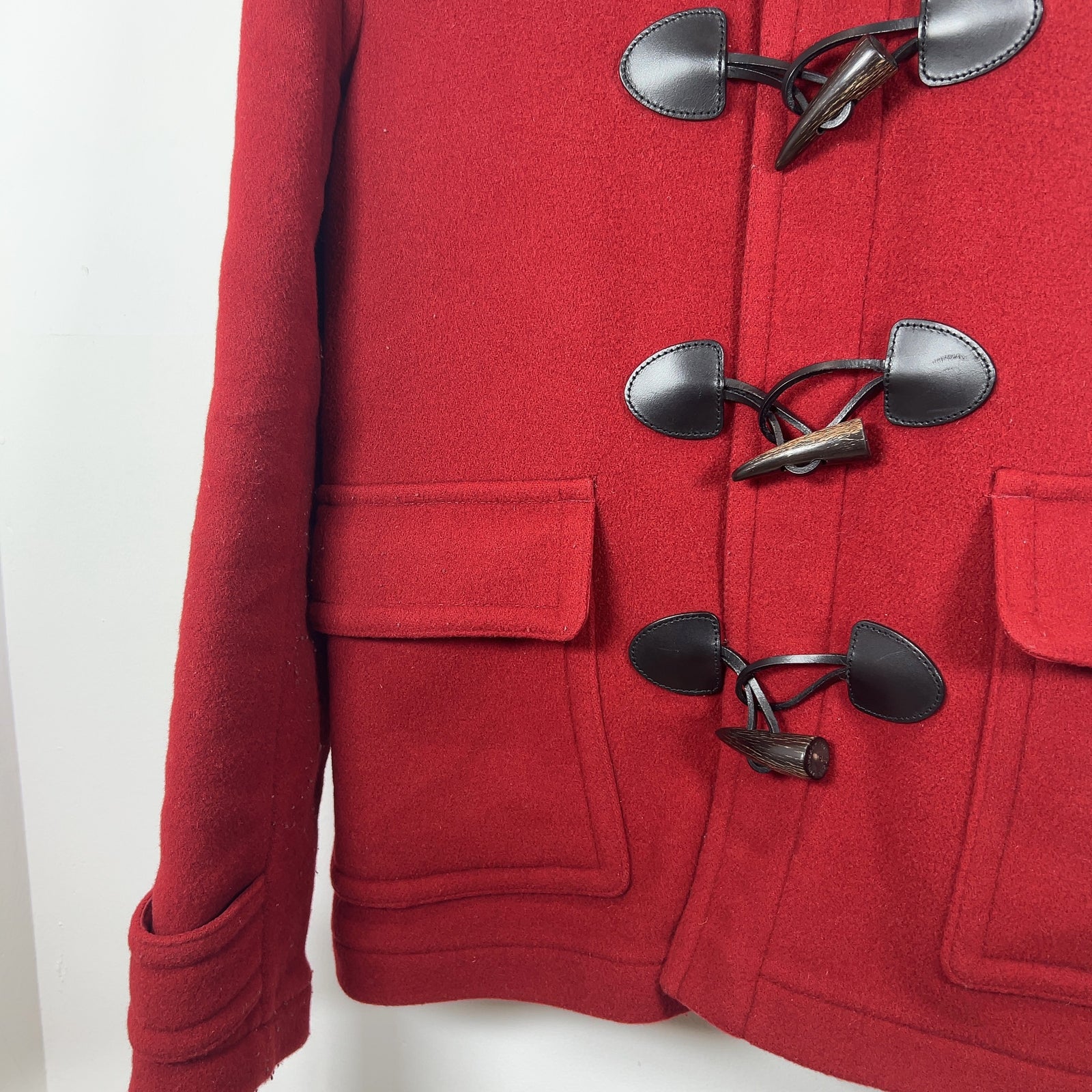 Burberry Red Wool Hooded Peacoat
