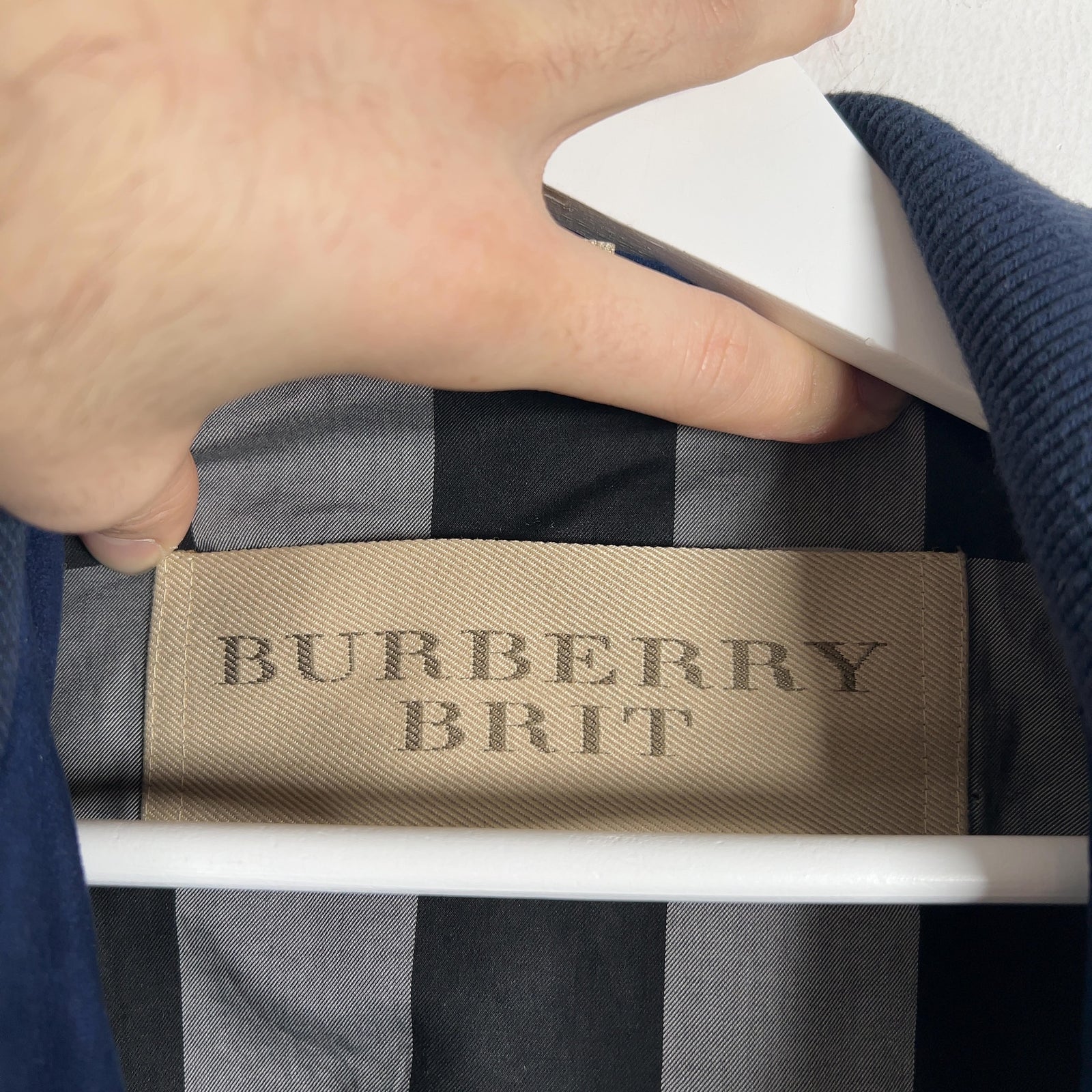 Burberry Brit Navy Nylon Sleeved Bomber