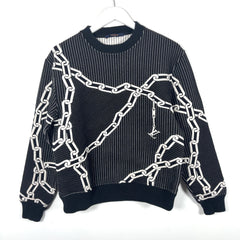Louis Vuitton Chain Link Striped Black Crewneck