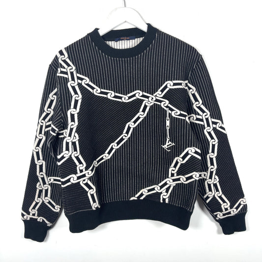 Louis Vuitton Chain Link Striped Black Crewneck