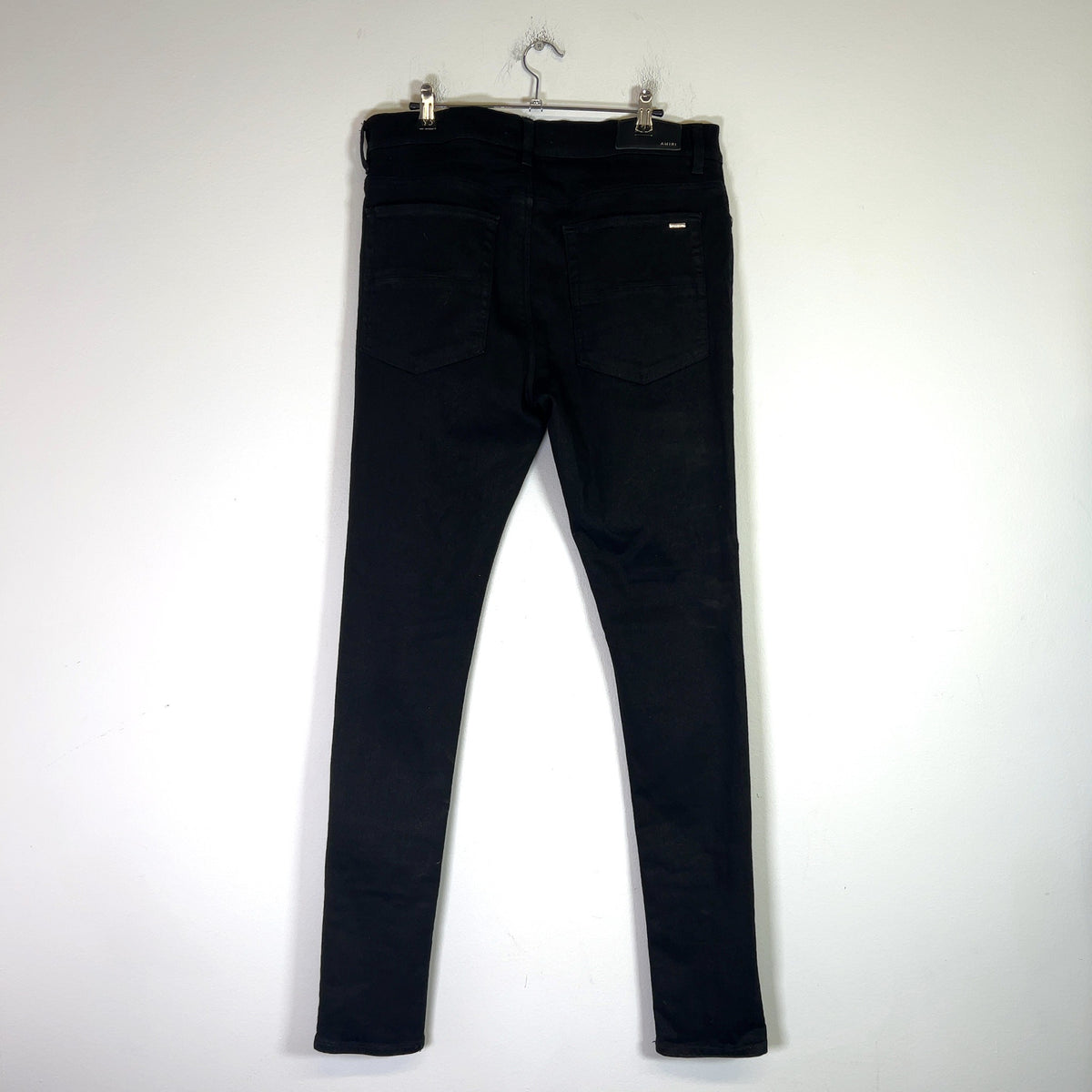Amiri MX1 Black Leather Patch Jeans