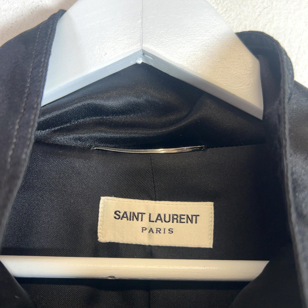 Saint Laurent Tricolor Satin Teddy Bomber Jacket