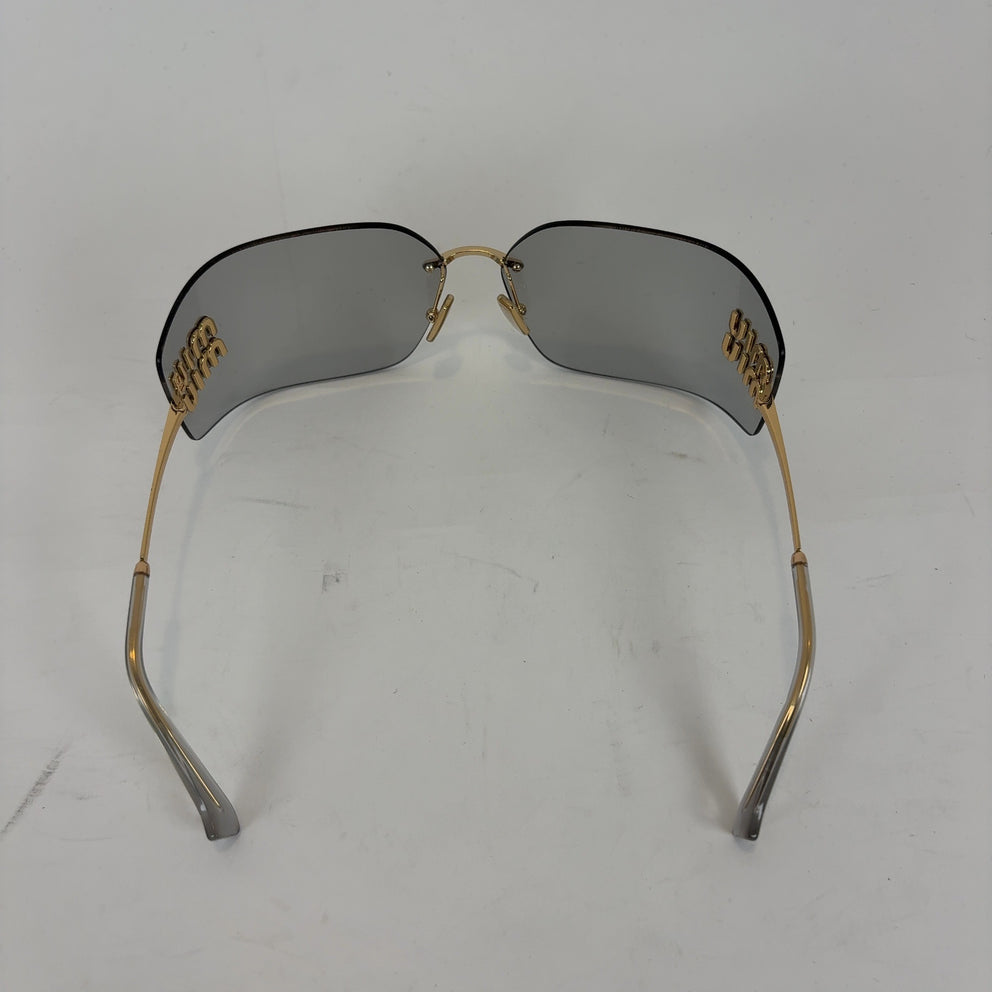 Miu Miu Wraparound Logo Sunglasses