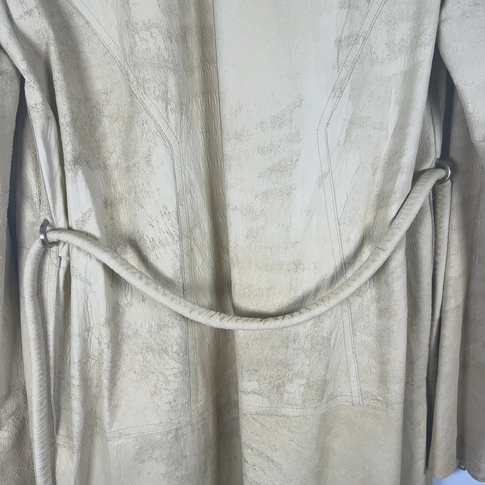 Rick Owens SS22 Fogachine Vanilla Blistered Leather Trench Coat