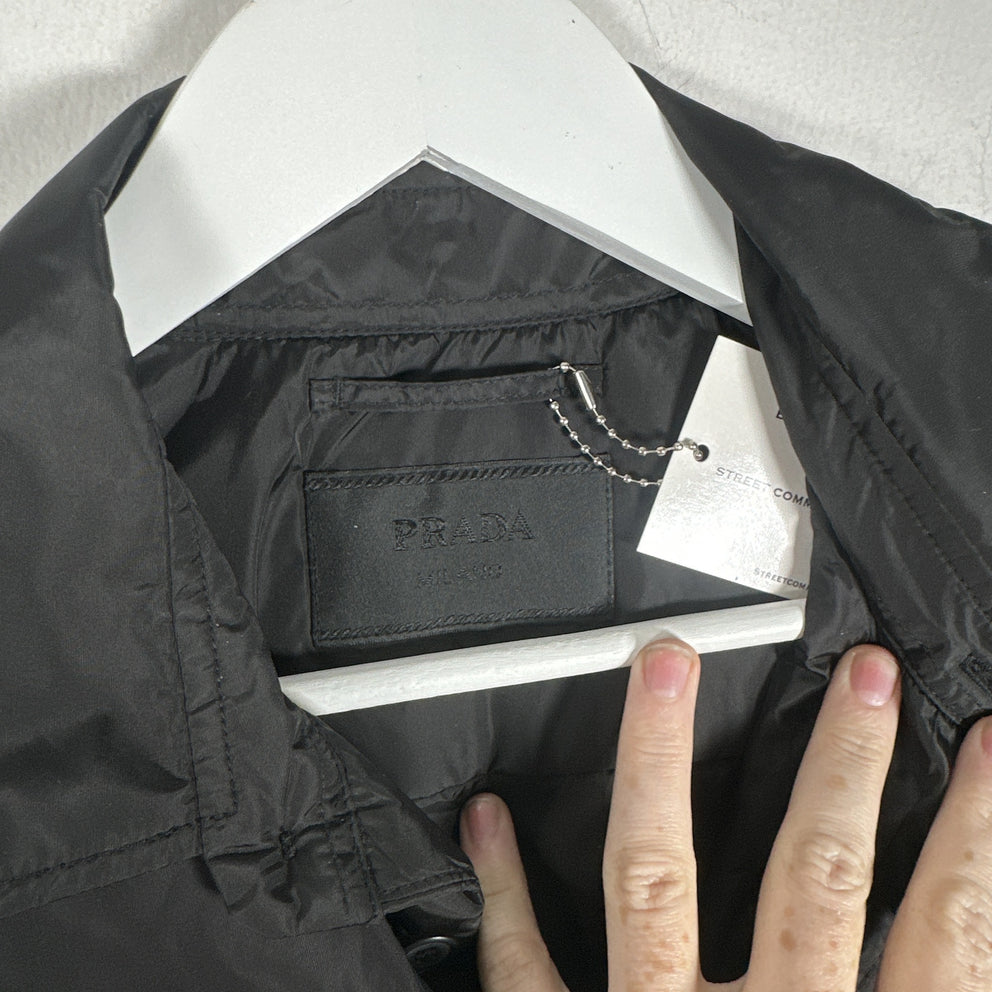 Prada Re-Nylon Plaque Logo Puffer Shirt Size XL