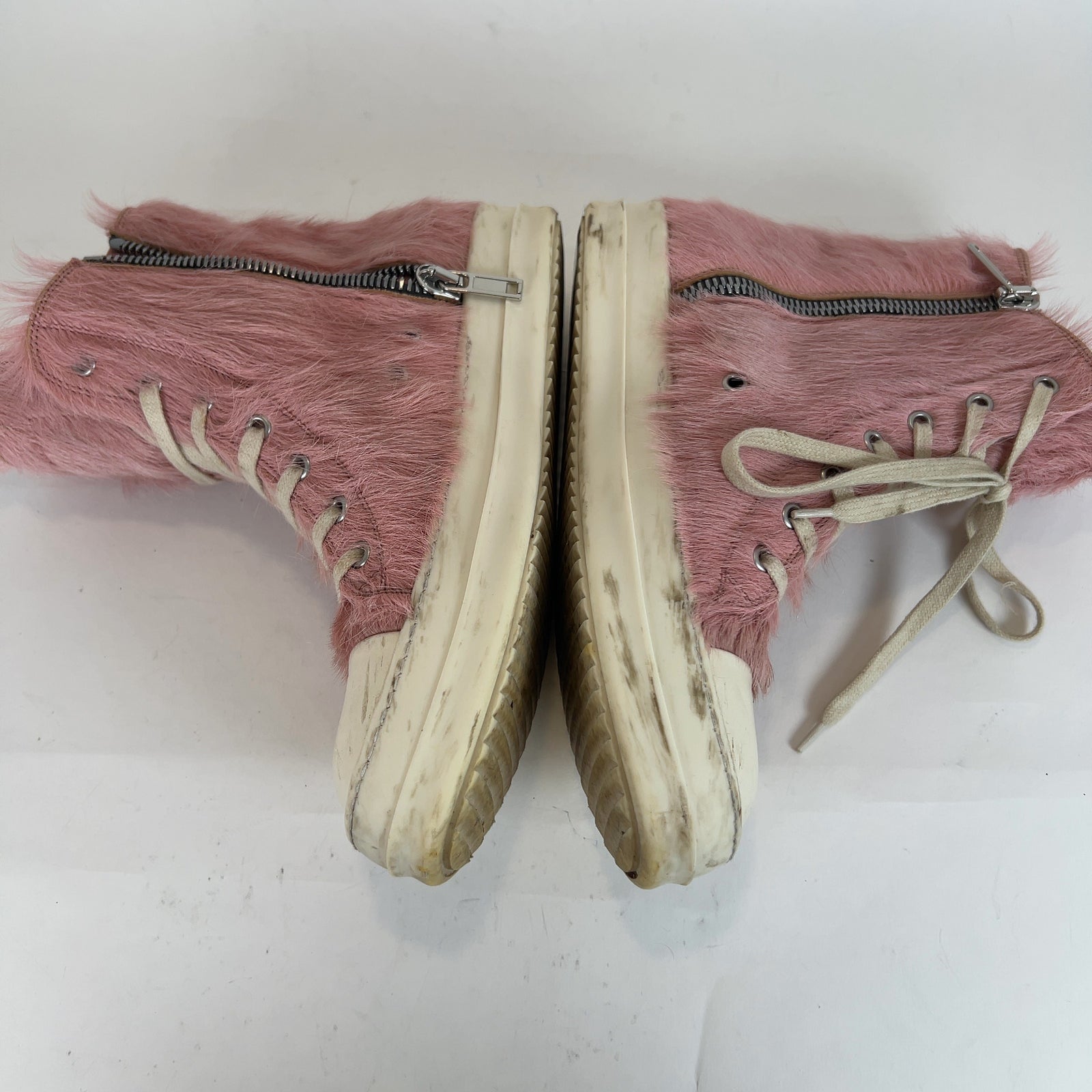 Rick Owens Pink Ponyhair High-Top Ramones