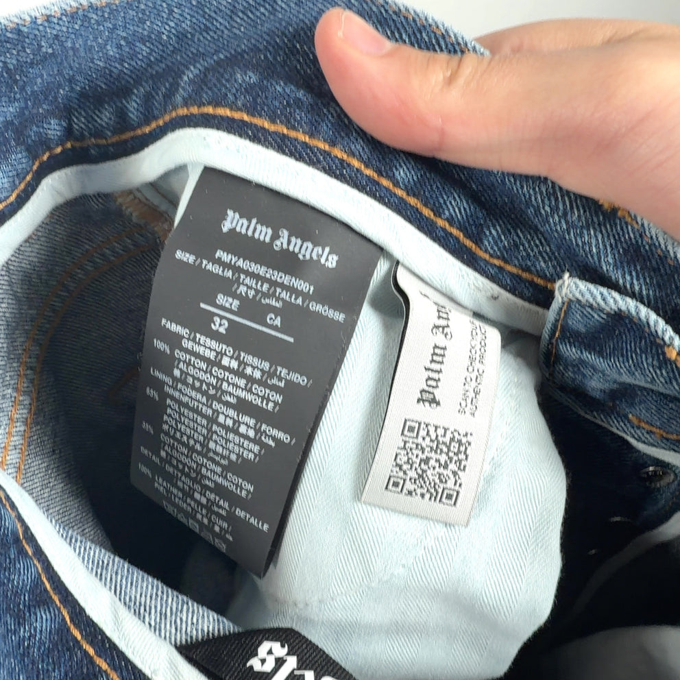 Palm Angels Lasered Palm Graphic Denim Jeans