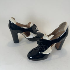 Valentino Patent Leather & Velour Lace-Up Heels